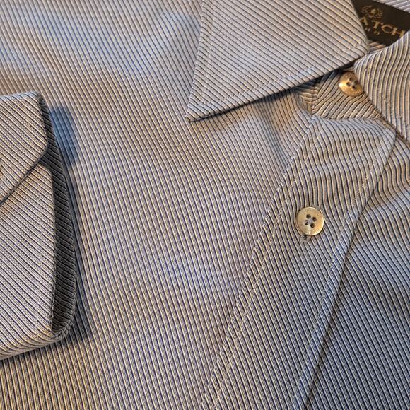 Bugatchi Dress Shirt Button-down Heavy Weight Subtle Stripe, sz XXL Blue - Picture 2 of 8
